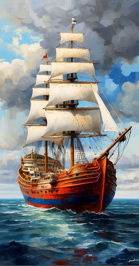 Old Sailing Ships Paintings, Pirate Ship Art, Sail Ships, Navi A Vela, 8k Ultra Hd, Old Sailing Ships, Ship Artwork, Sailing Vessel, Ship Drawing