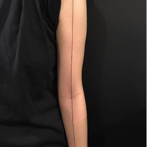 Straight Line Tattoo, Line Tattoo Arm, Geometric Line Tattoo, Black Line Tattoo, One Line Tattoo, Back Of Arm Tattoo, Skull Sleeve Tattoos, Single Line Tattoo, Sick Tattoo