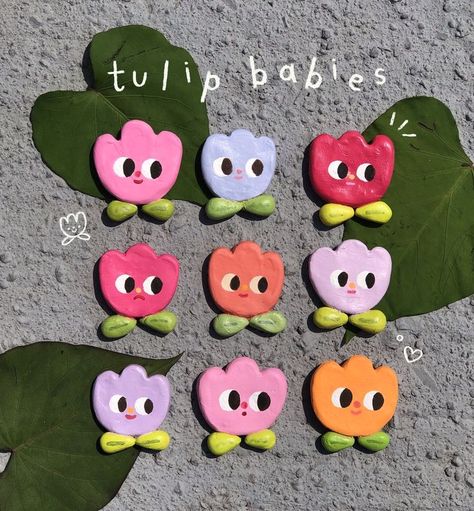 Tulip Pokemon, Kids Clay Ideas, Clay Magnets Diy, Air Dry Clay Magnets, Magnet Diy, Magnets Diy, Clay Idea, Clay Pins, How To Make Decorations