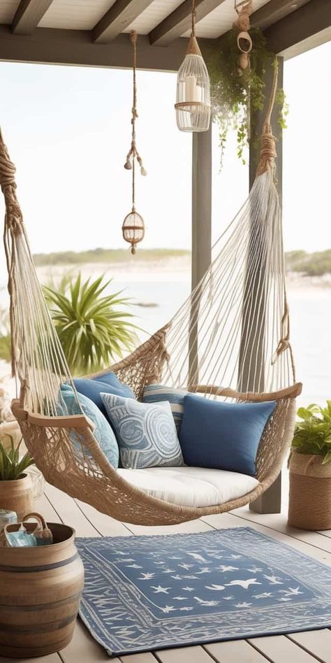 33 Free-Spirited Boho Patios for Whimsical Outdoor Retreats - Peak Patio Life Unique Tile Patterns, Indian Inspired Decor, Patio Hammock, Bohemian Patio, Coastal Patio, Boho Lounge, African Inspired Decor, Beach Patio, Boho Patio