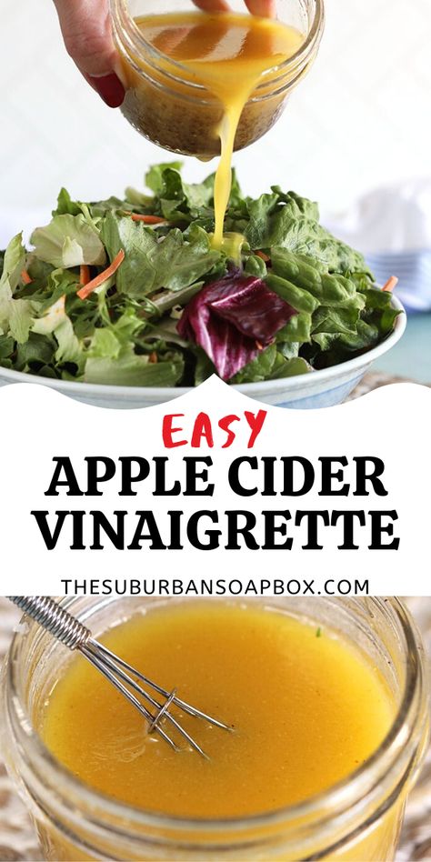 Apple Cider Vinaigrette Dressing Recipe, Vinegrette Recipe, Vinegar Recipes, Apple Cider Vinegar Recipes, Apple Cider Vinaigrette, Vinaigrette Dressing Recipe, Cider Vinaigrette, Salad Dressing Recipes Healthy, Resep Salad