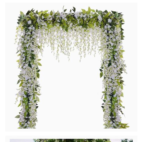 Wedding Decor Arch, Fake Wisteria, Wisteria Garland, Wisteria Wedding, Flower Arches, Wisteria Vine, Wedding Ceremony Decorations Outdoor, Janmashtami Decoration, White Wisteria