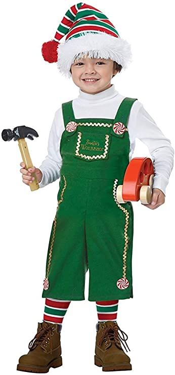 Personal Ornaments, Diy Fantasia, Elf Boy, Christmas Elf Costume, Green Overalls, California Costumes, Santa's Workshop, Elf Costume, Santa Suits