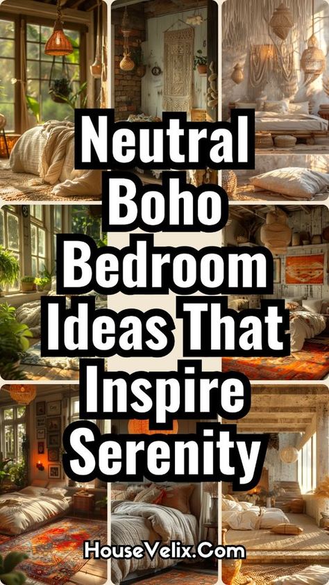 Bring a touch of serenity to your space with these calming and stylish ideas. Neutral boho bedroom ideas perfectly blend natural textures and soft colors for a peaceful retreat. #NeutralBohoBedroom #BohoBedroomIdeas #NeutralBedroom #BedroomIdeas Boho Bedroom Ideas For Small Rooms, Boho Bedroom Design Ideas, Romantic Boho Bedroom Ideas, Garden Inspired Bedroom, Boho Bedroom Colors, Boho Room Ideas Bedroom, Boho Chic Bedroom Ideas, Bohemian Bedroom Colors, Neutral Boho Bedroom