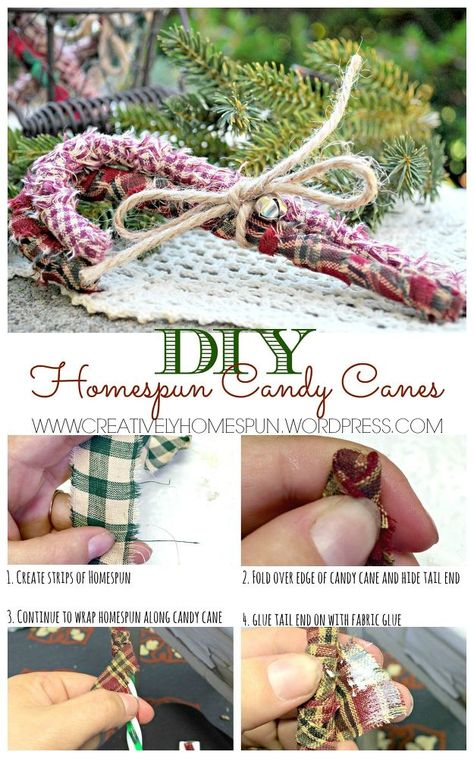 Candy Canes Diy, Pioneer Crafts, Diy Christmas Decorations Dollar Store, Homemade Fabric Softener, Soap Christmas, Christmas Candy Canes, Candy Cane Crafts, Shabby Tree, Rustic Ornaments