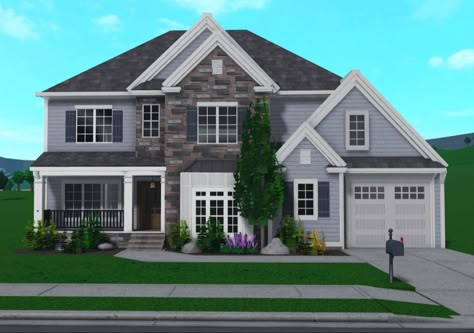 Beautiful House Plans Bloxburg, Cute Bloxburg Houses 2 Story Exterior, Front Bloxburg House Ideas, Bloxburg Cozy House Exterior, Roof Colors Bloxburg, Bloc Burg House Layout, Realistic Bloxburg House Exterior Layout, Bloxburg House Colour Schemes Exterior, House Bloxburg Exterior