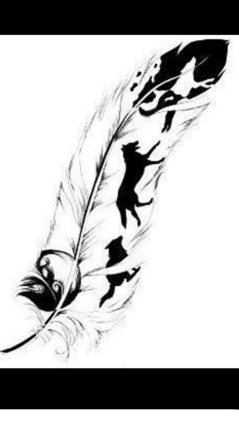 Feather Wolf Tattoo, Wolf Feather Tattoo, Native Wolf Tattoo, Native American Feather Tattoo, Native American Wolf Tattoo, Native American Tattoo Designs, Indian Tattoo Design, Indian Feather Tattoos, Ink Tattoo Design