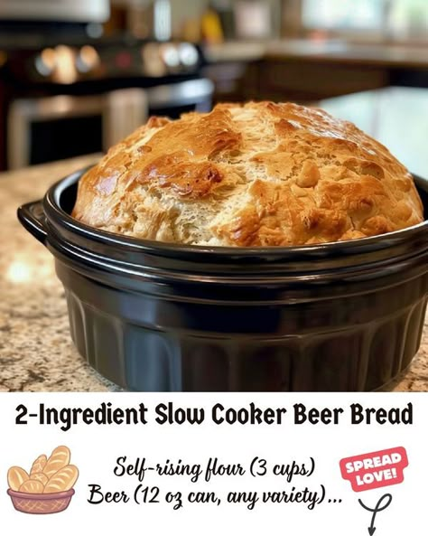 Easy Family Recipes Crockpot Sourdough Bread, Bread Flavor Ideas, Crockpot Bread, Beer Bread Easy, Pot Bread, Crock Pot Bread, Slow Cooker Bread, Beer Bread Recipe, Bread Recipes Easy