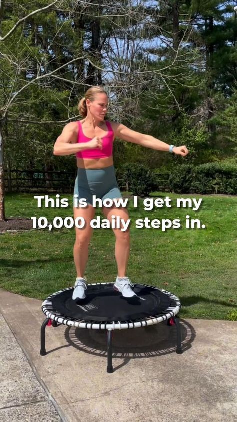 I don't know if you're like me, but I strive to hit 10,000 steps daily, but there are days when I fall short. To achieve this daily goal I have found that bouncing on my trampoline is super effective, fun and easy! I hope this workout helps you get your steps in too!  My step count was 4,068 and calorie🔥300  Follow along workout on YouTube Rebounder Workouts Videos, Small Trampoline Workout, Mini Trampoline Workout, Rebounder Trampoline, Rebounder Workouts, Lower Back Pain Exercises, Trampoline Workout, Mini Trampoline, Plank Workout