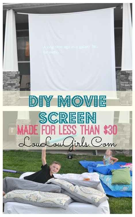 Show a movie outdoors on this DIY movie screen. Light Planters, Diy Movie Screen, Diy Outdoor Movie Screen, Outdoor Movie Party, Slumber Party Ideas, Outdoor Movies, Outdoor Movie Night, Outdoor Movie Screen, Glamping Party