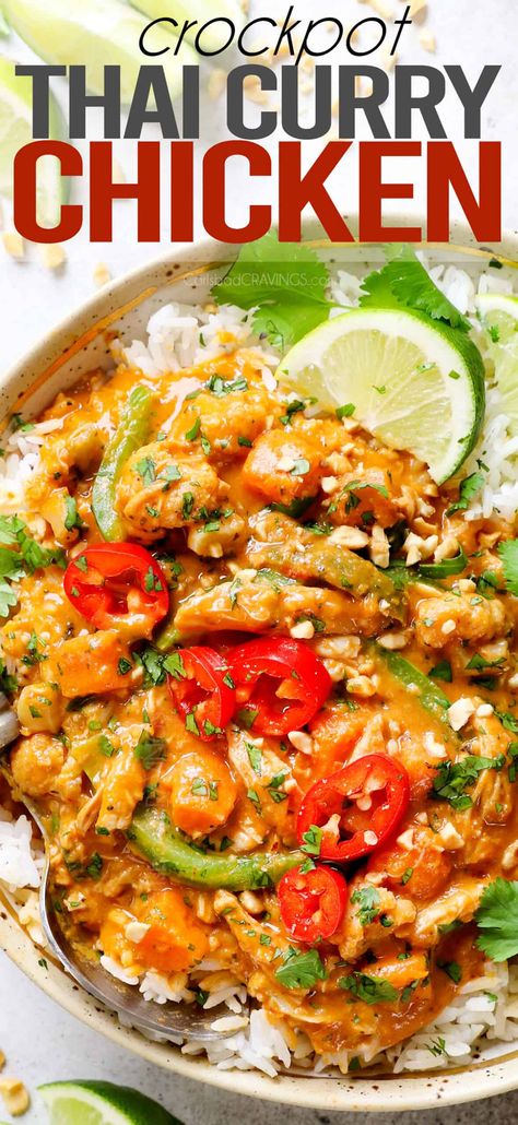 Panang Curry Crockpot, Crockpot Red Curry Chicken, Crockpot Panang Curry, Thai Crockpot, Crockpot Curry Chicken, Chicken Curry Crockpot, Crockpot Curry, Crockpot Thai, Crock Pot Curry