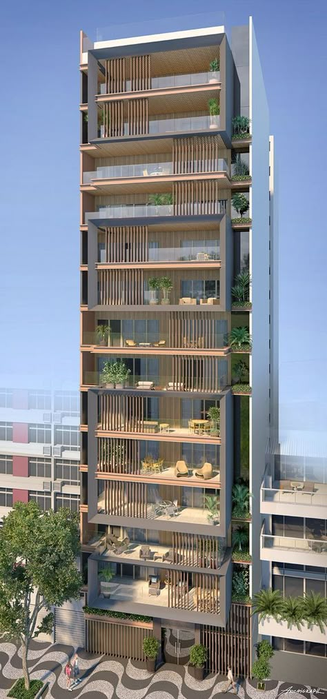 Personal wall window not BBQ High Rise Building Facade Design, High Rise Residential Building Facade, High Rise Building Facade, Residential Building Facade, Residence Facade, Brazil Architecture, Residential Architecture Facades, Residential Facade, Condominium Architecture