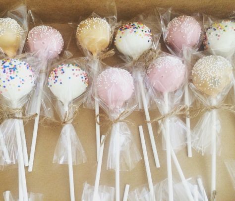 Individually Wrapped Cake Pops | San Diego Cake Pop Shop Cake Pop Favors, White Cake Pops, Custom Cake Pops, Cake Pop Designs, Cake Ball, Pop Cakes, Wedding Cake Pops, Cake Pop Ideas, Local Bakery