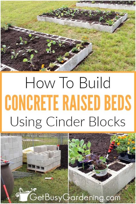 Inexpensive cinder blocks are a great way to get your home garden up and running with DIY concrete raised beds. They can be designed to fit in small spaces, and make otherwise unworkable terrain into a fertile place for flower and vegetable gardens. Get all the information and steps you need to choose your materials, and then design and build sturdy, long lasting homemade cinder block garden beds. With my tips and experience, you can create your garden space from scratch in just one afternoon. Raised Garden Beds Cinder Blocks, Planter Design Ideas, Cinder Block Garden Bed, Easy Raised Garden Bed, Garden Bed Layout, Raised Bed Garden Design, Garden Beds Diy, Cinder Block Garden, Building Raised Garden Beds