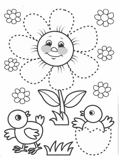 Cute Coloring Page, Basic Drawing For Kids, Nursery Drawings, Tracing Worksheets Preschool, Preschool Writing, Basic Drawing, Kindergarten Math Worksheets, Math Activities Preschool, Preschool Activity