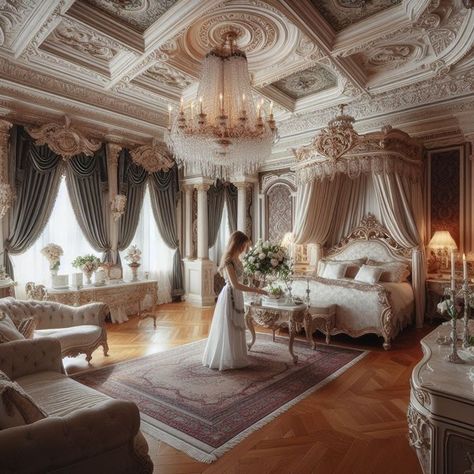 Mansion Bedroom, Princess Bedrooms, Russian Interiors, Royal Room, Chateaux Interiors, Royal Bedroom, Bathroom Storage Hacks, Historical Interior, Luxury Mansions Interior