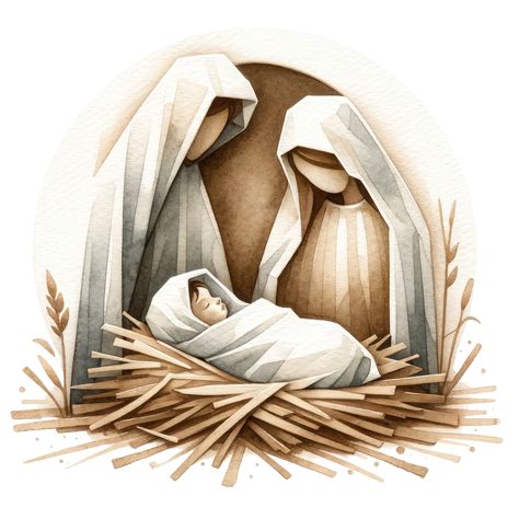 Nativity Tattoo, Nativity Images, Christmas Nativity Images, Jesus In The Manger, Family Icon, The Nativity Scene, Nativity Painting, Christmas Manger, Christmas Graphic Design