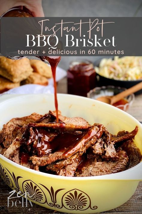 Instant Pot Bbq Brisket, Brisket Instant Pot, Aip Crockpot, Instant Pot Brisket, Bbq Brisket Recipes, Easy Bbq Sauce, Lamb Sauce, Fennel Slaw, Tender Brisket