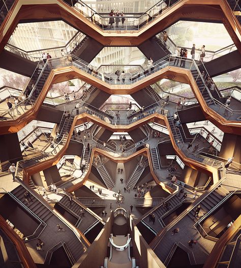 British architect Thomas Heatherwick recently unveiled plans for a giant… Kota New York, Heatherwick Studio, Thomas Heatherwick, Architecture Cool, Flatiron Building, Hudson Yards, The Vessel, Brutalism, World Trade Center