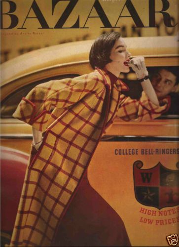 Bazaar-August-1950-College-Issue-W-Eugene-Smith-Leon-Statham-Fritz-Peters-Aarons Bazaar Cover, Harpers Bazaar Covers, Alexey Brodovitch, Vintage Vogue Covers, Bazaar Magazine, Vintage Magazine Covers, Fashion Magazine Cover, Fashion 1950s, Fashion Cover