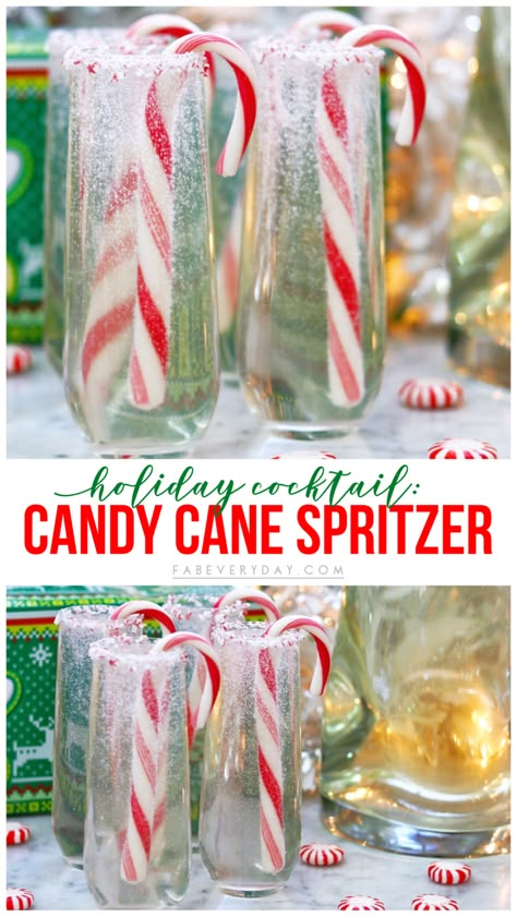 Friendsmas Party Ideas Food Easy, Candy Cane Mocktail, Festive New Years Drinks, Candy Cane Cocktails, Holiday Happy Hour Ideas, Yule Cocktails, Cocktail Board Ideas, Christmas Bunco Party Ideas, Candy Cane Cocktail Recipe