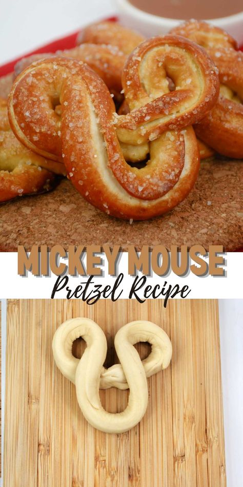 Disney Mickey Mouse Pretzels Recipe - Dine Dream Discover Mickey Mouse Birthday Appetizers, Disney Pretzel Recipe, Disney Themed Birthday Food, Mickey Mouse Dinner Ideas, Disney Birthday Party Food Ideas, Disney Themed Baked Goods, Mickey Mouse Recipes, Disney Snacks For Party, Disney Dessert Ideas