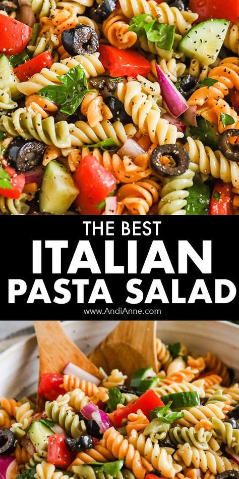 Pasta Salad Without Meat, Italian Pasta Salad Dressing, Best Italian Pasta Salad Recipe, Homemade Italian Pasta Salad, Pasta Italian Salad, Dressing For Cold Pasta Salad, Italian Pasta Salad Recipes Dressings, Tomato Pasta Salad Recipes, No Dairy Pasta Salad