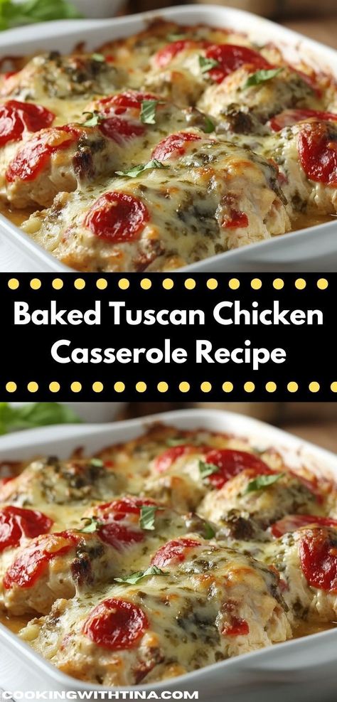 Craving a comforting dish that’s simple to prepare? This Baked Tuscan Chicken Casserole is your answer. With its creamy sauce and savory herbs, it offers a delightful flavor that makes family dinner ideas a breeze. Baked Tuscan Chicken Casserole, Chicken Casserole For A Crowd, Chicken For A Crowd Main Dishes, Chicken Dishes For A Crowd, Fall Dinner Casseroles, Chicken Casseroles For Dinner, Tuscan Chicken Casserole, Baked Tuscan Chicken, Chicken Thigh Casserole