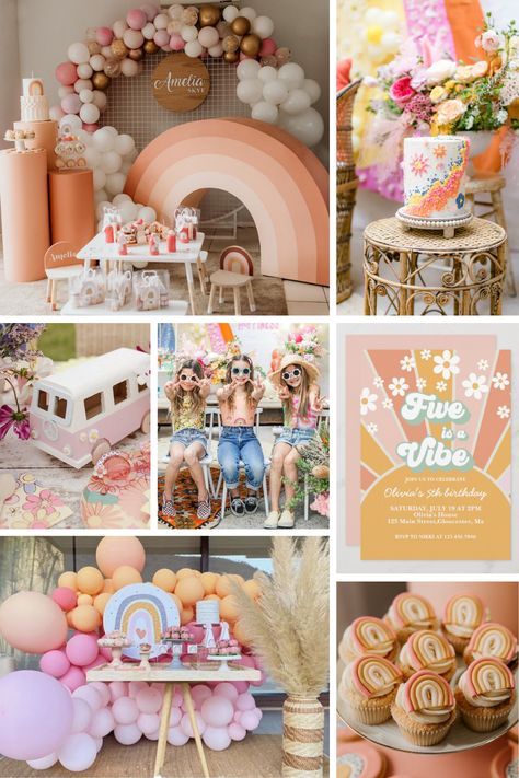 5 Bday Party Ideas, 5th Birthday Ideas For Girls Themes Summer, Five Year Old Girl Birthday Party, Five Year Birthday Theme, 5 Is A Vibe Birthday Party Activities, 6 Year Birthday Party Themes, Five Party Theme, 5 Themed Birthday Party, 5th Birthday Decorations Girl