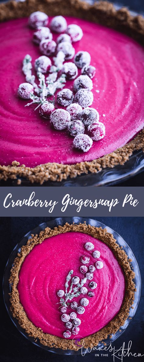 Spicy gingersnap crumb crust recipe filled with a sweet and tart and magnificently colorful cranberry curd that will surely steel the show at everyone’s holiday table! #cranberrypie #cranberrycurd #cranberrygingersnappie #holidaybaking Gingersnap Pie, Cranberry Curd, Crumb Crust, Cranberry Pie, Holiday Pies, Cranberry Recipes, Sweet Pie, Crust Recipe, Pies And Tarts