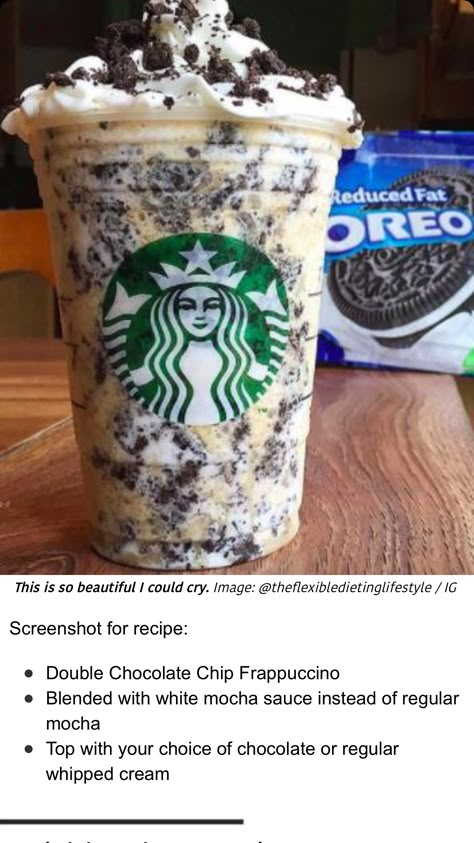 Starbucks Drink At Home, Oreo Frappuccino, Resep Starbuck, Menu Starbucks, Starbucks Secret Menu Recipes, Secret Starbucks Recipes, Starbucks Drinks Diy, Iced Starbucks Drinks, Healthy Starbucks Drinks