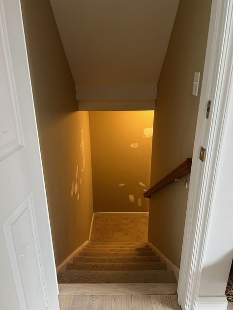 Basement Stairway Makeover - Stair Installation - Cass Makes Home Basement Remodel With Carpet, Basement Stairs Board And Batten, Entry To Basement Stairs, Open Up Basement Staircase, Cellar Stairs Ideas Basements, Staircase Design Basement, Basement Stairwell Paint Ideas, How To Finish Stairs Basements, Rustic Basement Stairs