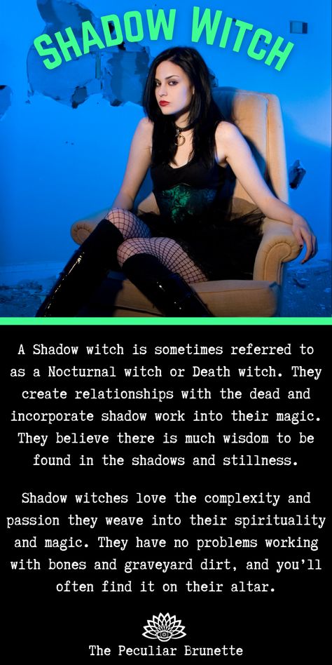 Witch Shadow Work, Nocturnal Witch, Shadow Witch Aesthetic, Shadow Witch, Shadow Witchcraft, Hekate Shadow Work, Types Of Love, Types Of Witches, Shadow Magic