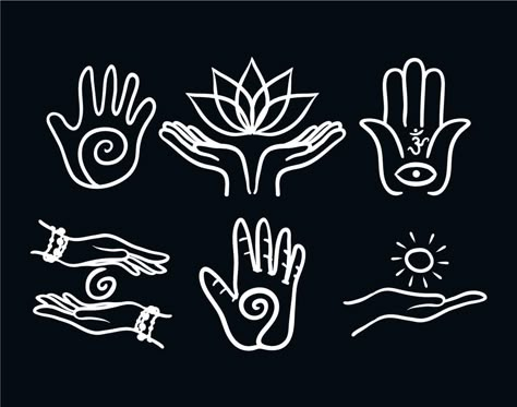 Healing hand vector set Hand Symbol Tattoo, Healing Hand Symbol, Healing Logo, Herbs Illustration, Massage Logo, Healing Symbols, Tattoos Cute, Hand Symbols, Hand Sticker