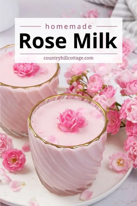 Rose Milk Tea, Easy Rose, Kitchen Witch Recipes, Milk Tea Recipes, Moon Milk, Tea Drink Recipes, Reflux Diet, Rose Milk, Drink Recipes Nonalcoholic