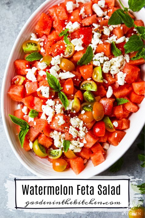 Salad Recipes Side Dishes, Feta Watermelon Salad, Feta Watermelon, Watermelon And Feta Salad, Sausage Kabobs, Salad With Mint, Veggie Kabobs, Classic Pasta Salad, Feta Salad Recipe