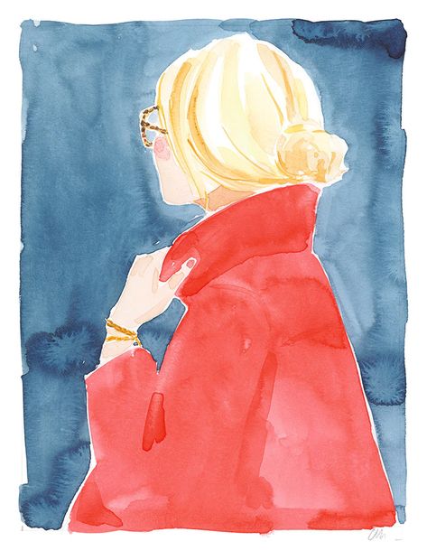 Red Coat - Caitlin McGauley - Tiger Flower Studio Art Inspo Painting, Tiger Flower, Watercolor People, Flower Studio, Paintings I Love, Red Coat, Drawing Lessons, Watercolor Techniques, Animal Rescue