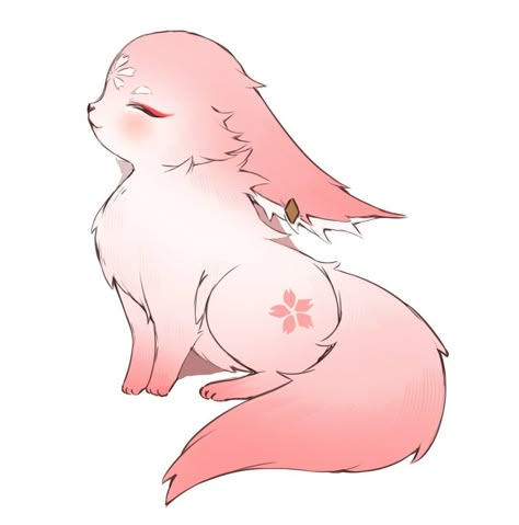 Yae Miko, Cute Animal Drawings Kawaii, Creature Drawings, Cute Kawaii Drawings, Cute Cartoon Drawings, Anime Animals, Fox Art, Creatures Art, Mythical Creatures Art