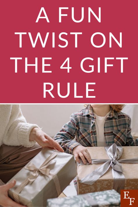 A Fun Twist on the 4 Gift Rule | Everything Finance 5 Gift Rule, 4 Gift Rule, Play Day, Finance Blog, 5 Gifts, Money Making Ideas, Adventure Book, Relax Time, Money Making