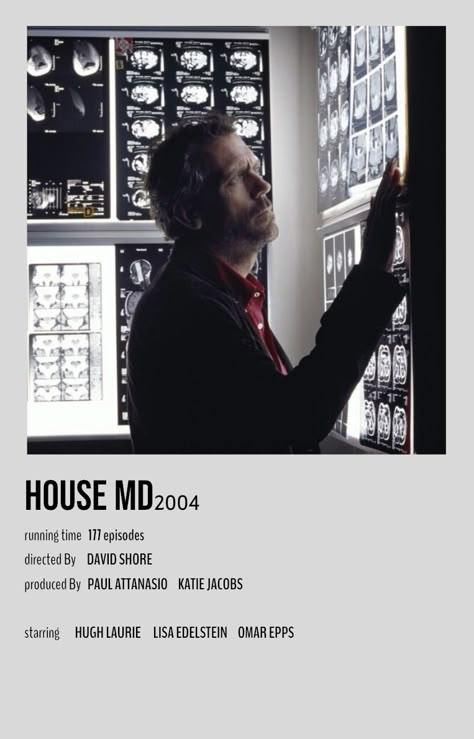 House Md Poster Tv Series, Dr House Icon, House Md Poster, Dr House Aesthetic, Md Suits, Alternative Minimalist Album Covers, Fry And Laurie, Allison Cameron, Omar Epps