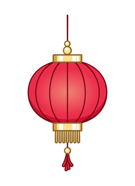 Chinese festival hanging lantern cartoon vector illustration. Traditional New year Asian red lamp. Chinese New Year Cherry Blossom, Tanglung Cina Drawing, Chinese Lantern Drawing Simple, Chinese Festival Illustration, Chinese Traditional Illustration, Chinatown Poster, Tanglung Cina, Chinese Lantern Illustration, Lantern Drawing Simple