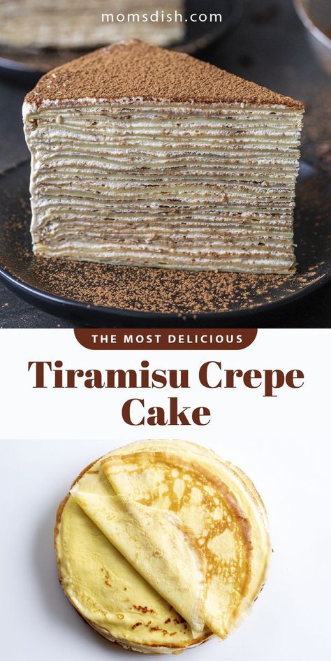 Crepecake Crepe Cake, Tiramisu Cake Mix Recipe, Crape Cake Recipes, Crepe Cakes Recipe, How To Make A Crepe Cake, Mini Crepe Cake, Dessert Crepes Recipe, Crepe Cake Recipe Easy, Tiramisu Crepe Cake