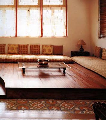 I Love Bhaitaks -A floor level seating arrangement that comprises of thick soft mattresses placed against walls and loads of decorative cush... Living Room Seating Ideas Without Sofa, Low Seating Living Room, Living Room Indian, Floor Seating Living Room, Indian Living Room, Furnitur Ruang Keluarga, Indian Living Rooms, India Home Decor, Floor Seating