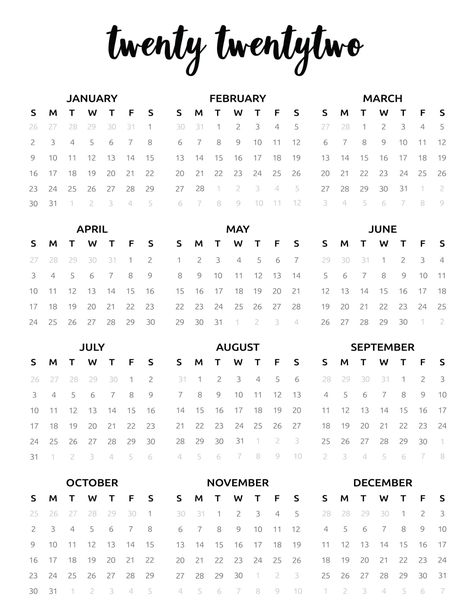 Get ahead with this 2022 calendar printable free template. It's a minimalist calendar with pretty elements and looks amazing in any home or workspace. #Calendars2022freeprintables #Calendars2022 #Freecalendarprintables2022 #Freecalendartemplate #minimalistcalendar #minimalistcalendar2022 2022 Calendar Printable Free, Calendar Decal, World Of Printables, Full Year Calendar, Free Printable Calendar Templates, Free Planner Templates, Free Calendar Template, Minimalist Calendar, Calendar Journal