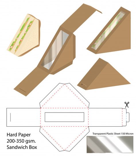 Cute Packaging Design, Packaging Die Cut, Sandwich Box, Packaging Template Design, Packaging Template, Cake Packaging, Gift Box Template, Food Box, Food Business