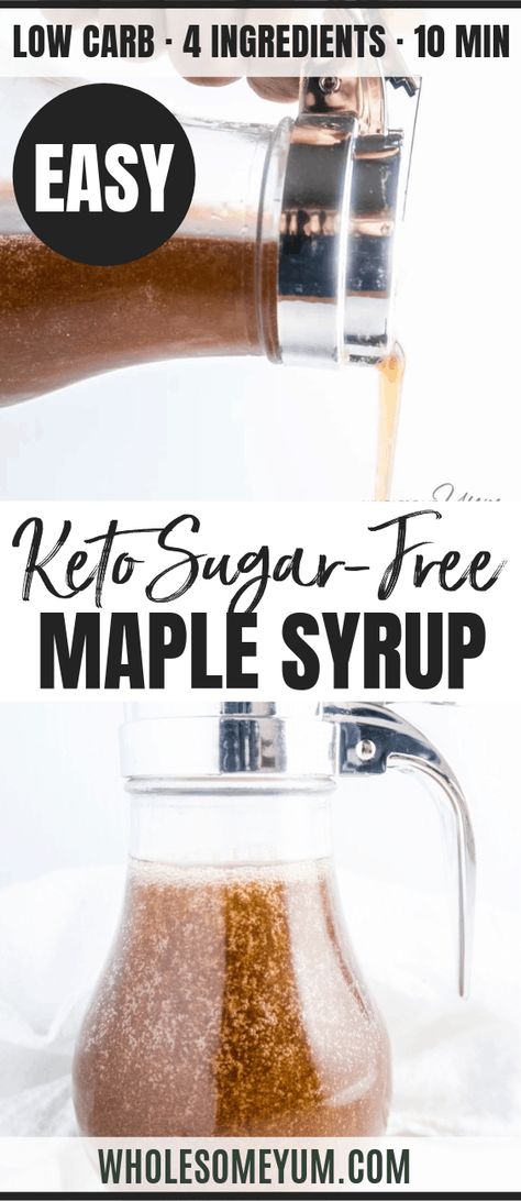 Keto Low Carb Sugar-free Maple Syrup Recipe - 4 Ingredients Monk Fruit Syrup Recipe, Keto Pancake Syrup Recipe, Keto Maple Syrup Recipe, Sugar Free Maple Syrup Recipe, Keto Syrup For Pancakes, Keto Pancake Syrup, Keto Syrup Recipe, Sugar Free Syrup Recipe, Keto Maple Syrup