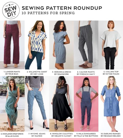 DIY Roundup – 10 Sewing Patterns for Spring | Sew DIY Clothes Patterns For Women, Diy Clothes Patterns, Women Sewing, Spring Sewing, Sewing Shirts, Diy Wardrobe, Diy Clothes Videos, Diy Fashion Clothing, Diy Sewing Pattern