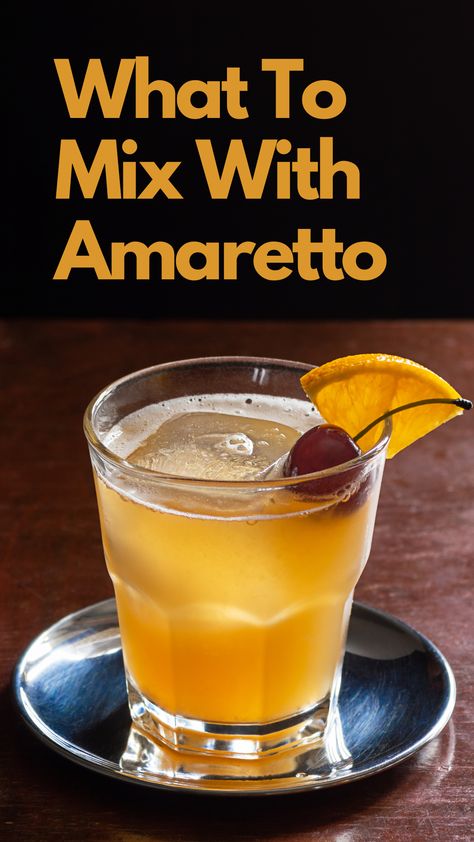 What To Mix With  Amaretto Amoretto Drinks, Amaretto Drinks Cocktails, Amaretto Drinks Recipes, Cocktail Amaretto, Amaretto Recipe, Amaretto Drinks, Baileys Drinks, Coctails Recipes, Alcohol Beverages