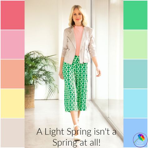 Light Spring Style Outfit Ideas, Spring Colour Palette Fashion, Light Spring Autumn Outfits, Which Spring Am I, Light Spring Accessories, Light Spring Style, Light Spring Color Palette Outfits Street Styles, Spring Light Warm Outfit, Muted Bright Color Palette