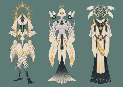 Guardian Angel Character Design, Drawing Clothes Anime, Deity Character Design, God Design Art, Angel Design Character, Angelic Character Design, Angel Outfit Ideas, Angel Types, Angel Oc Design